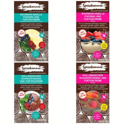 60g Vanille Pudding Schokopudding Tortencreme Pulver Paleo Glutenfrei Vegan