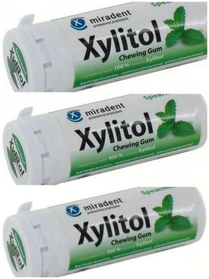 3 x 30 Stück Xylit Kaugummi Xylitol Spearmint 100% Xylit, 0% Zucker