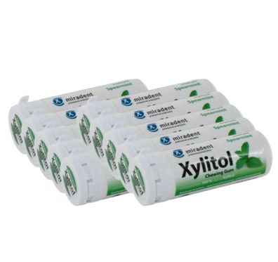 10 Dosen Zahnpflege Xylitol Kaugummi Spearmint Minze je 30 Stück 100% Xylit