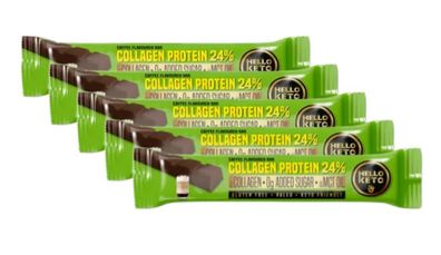 5 x 40g Hello Keto Bar Protein Riegel Kaffee Schokolade, 24% Collagen MHD