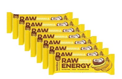 8x 50 g Raw Energy Riegel Banane Kokos Bar Glutenfrei Ohne Zuckerzusatz Vegan