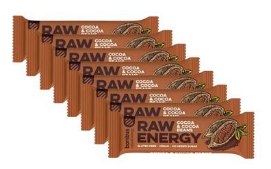 8x 50 g Raw Energy Riegel Kakao Bar Glutenfrei Ohne Zuckerzusatz Vegan