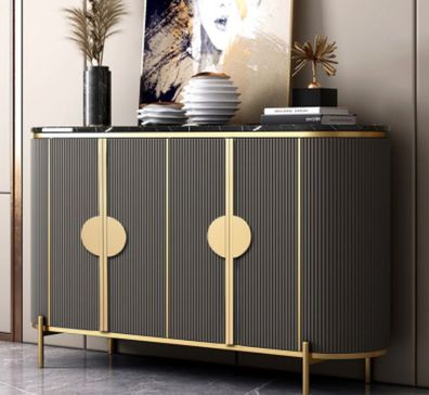 Luxus Sideboard Kommode Wohnzimmer Designer Grau Möbel Modern Neu