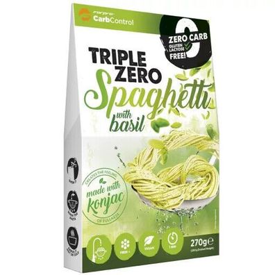 10x270g Triple Zero Konjak Nudeln Spaghetti mit Basilikum Pasta Glutenfrei Keto MHD