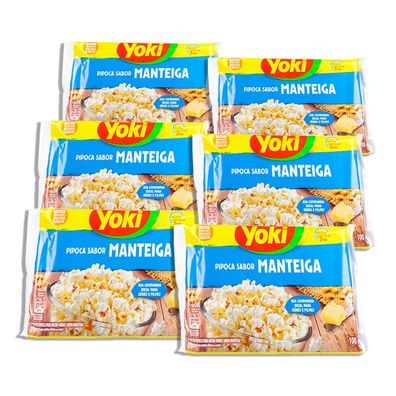 6x Yoki Mikrowellen-Popcorn mit Buttergeschmack aus Brasilien - Pipoca Sabor Manteiga
