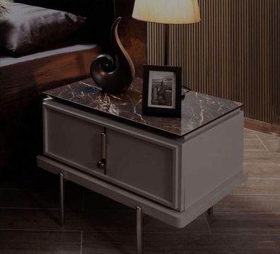 Brauner Nachttisch Stilvolle Schlafzimmer Holzmöbel Designer Möbel Neu