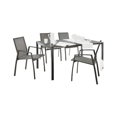 SIT Mobilia 5-tlg Sitzgruppe Etna/Argentina Alu anthrazit/HPL/schwarz 160x95 cm