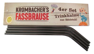 Brauerei Krombacher - Fassbrause - 4 Trinkhalme aus Edelstahl
