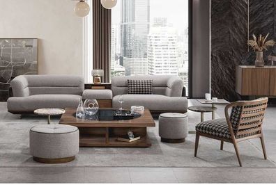 Luxus Sofa Grau Wohnzimmer Polster Textil Dreisitzer Couch Sofas Couchen