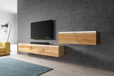 Furnix TV-Kommode BARGO III 300 cm (3x100cm) Lowboard mit LED wotan