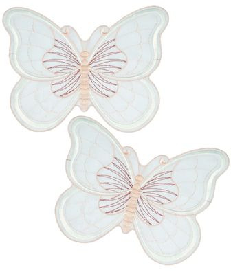 Plauener Spitze Schmetterling Rosa 21 cm 2er Set Voile Deckchen Untersetzer