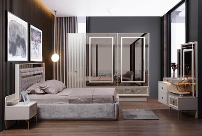 Modernes Schlafzimmer Komplettes Set Bett Nachttische Designer Möbel