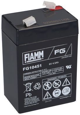 Fiamm Blei-Akku FG10451 Pb 6V / 4,5Ah Faston 4,8mm