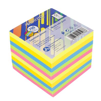 Zettelklotz Bunt Memo-Würfel Geleimt Notizzettel farbiges Papier 700 Blatt, 9 x 9 cm