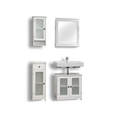 Spiegel mit Ablage Badezimmerspiegel weiß (B x H x T): 60 cm x 58 cm x 12 cm