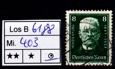 Los B6188: Deutsches Reich Mi. 403, gest.