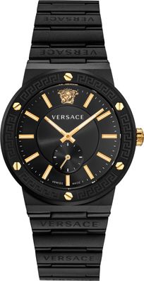 Versace VEVI00620 Greca Logo schwarz Edelstahl Armband Uhr Herren NEU
