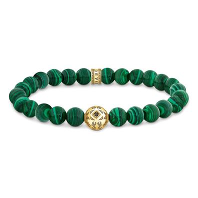 Thomas Sabo Schmuck Herren Beads-Armband aus grünen Steinen vergoldet A2145-140-6-L1