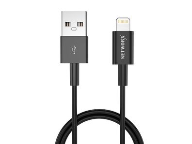 Networx Lightning Kabel USB Lightning 2.0, 1 Meter Datenkabel Ladekabel schwarz