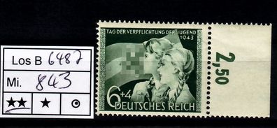 Los B6487: Deutsches Reich Mi. 843 * *