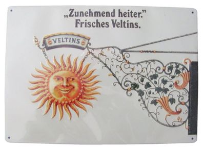 Veltins - Retro Blechschild Nr.4 - Zunehmend heiter. Frisches Veltins. - 29,5 x 21 cm