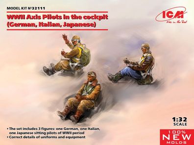 ICM 1:32 32111 WWII Axis Pilots in the cockpit (German, Italian, Japanese) (100% new