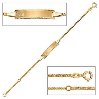 Schildband Engel 333 Gold Gelbgold 12 - 14 cm Gravur ID Armband Schutzengel