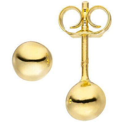 Damen Ohrstecker Kugel 5 mm 925 Silber gold vergoldet Ohrringe Kugelohrstecker