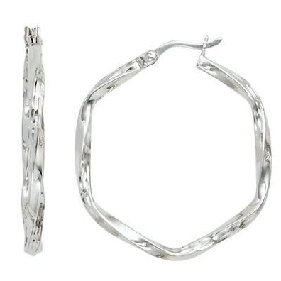 Creolen eckig sechseckig 925 Silber diamantiert Ohrringe Silbercreolen 31,2 mm