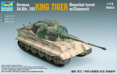 Trumpeter 1:72 7291 King Tiger Henschel Turret w/Zimmerit