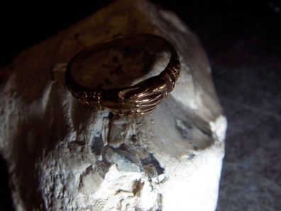 Freimaurer- Ring-Rose-Gold-585-Hände-Bruder-Gruß –Treuhandgriff-Neu