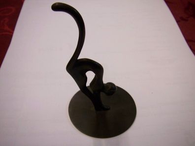 Akt Ring-Ständer nackte Katzen-Frau Skulptur Bronze 1920-1950