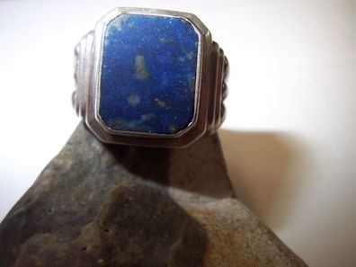 Toller verzierter Art Deco Lapislazuli Ring 830 Silber-1920-1950