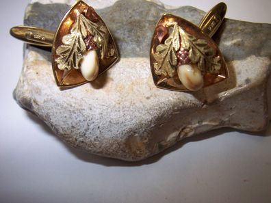 Patriosche Grandel Trachten Manschettenknöpfe in Trikolor 585 Gold