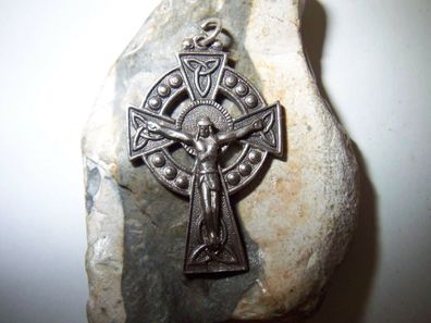 Kreuz-Anhänger-Christus-Gothic-Kelten-Kreuz- 935er-Silber-1920-1950
