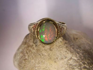 hochfeiner-Jugendstil-Ring-Opal-Opal-1,27 ct-585-Gelb-Gold-Sig. WMM-1980-90