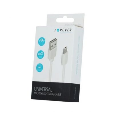 Forever Universal Ladekabel / Datenkabel Micro-USB - iPhone-Kabel Weiß