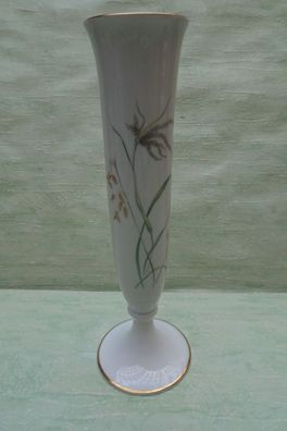 Hutschenreuther Selb schlanke Vase weiß & Gräser ca 25,5cm