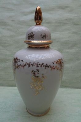 alka Deckelvase Urne creme-golden Blumendekor ca 30 cm