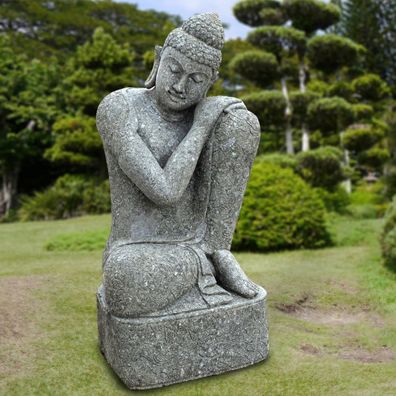 Garten Skulptur aus Naturstein Buddha Nandyal - Höhe x Tiefe x Breite: 100 x 65 x ...
