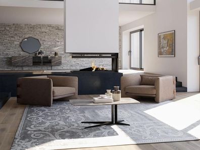 Moderne Designer 2x Sessel Polster Set Luxus Textil Wohnzimmer Couchtisch Neu