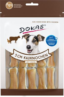 DOKAS - 5cm Kauknochen mit Huhn 10er Pack (10 x 120g)