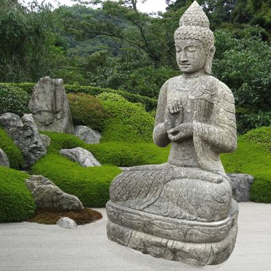 Naturstein Sitzender Buddha Pallavaram - Höhe x Tiefe x Breite: 150 x 65 x 80 cm