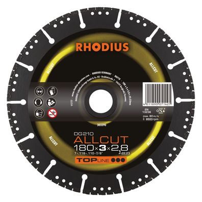 Rhodius
Diamanttrennscheibe DG210 ALLCUT | Ø 180 x 3,0 x 2,8 x 22,23mm gerade
