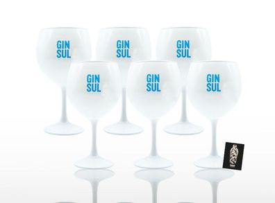 Gin Sul 6er-Set Ballongläser weiß mit blauer Aufschrift ca. 500ml Fassungsvermö