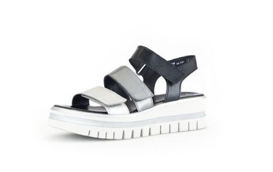 Gabor Shoes Plateau Sandale - Silber / Stone / Schwarz Leder