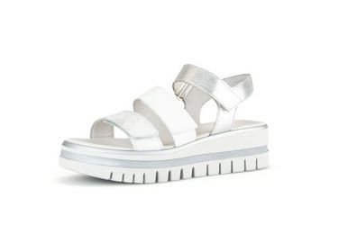 Gabor Shoes Plateau Sandale - Weiß / Silber Leder