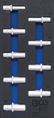 Werkstattwageneinlage 1/3: Steckschlüssel-Einsätze Sechskant | 12,5 mm (1/2") | 10-24