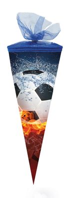 Nestler Schultüte 22 cm rund Tüll/ Textilborte Fußball 2017