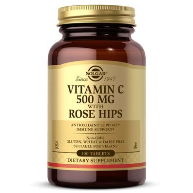 Solgar, Vitamin C, 500 mg, Rose Hips, 100 Tabletten
